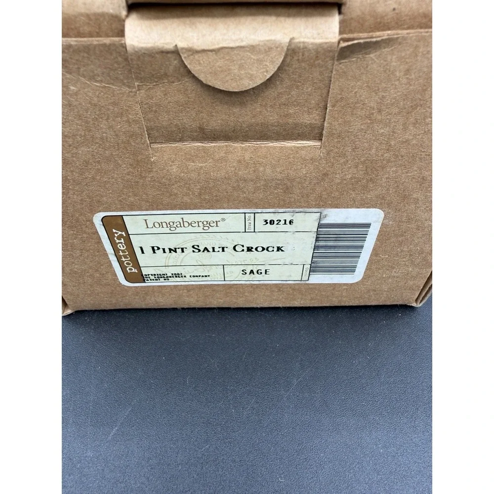 Longaberger Pottery 1 Pint Salt Crock 🌿🧂 Sage – NIB New in Box